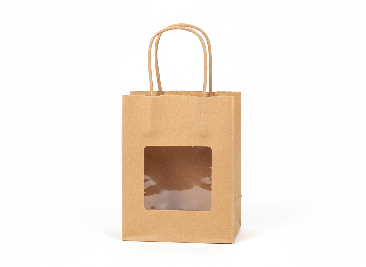 Kraft with window paper bag · Kraft · 10 x 10 x 10 cm