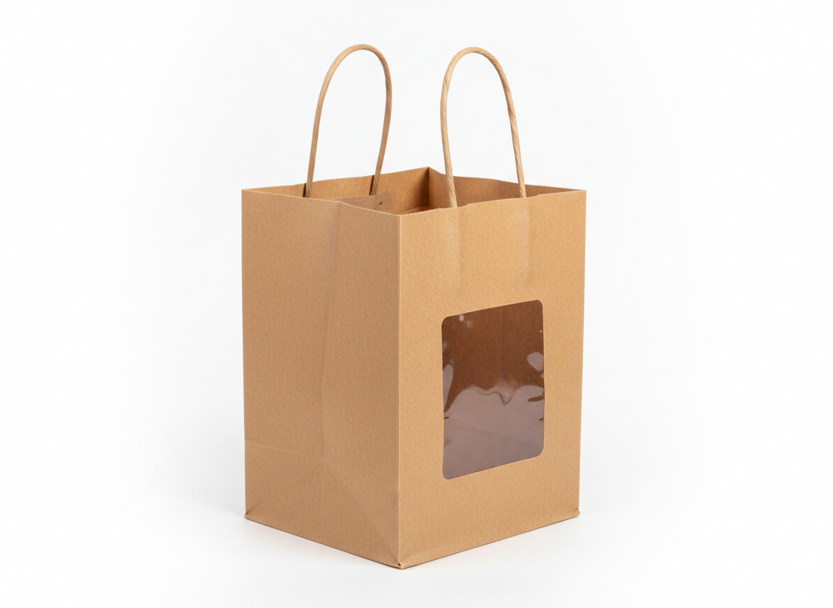 Kraft with window paper bag · Kraft · 12 x 12 x 12 cm