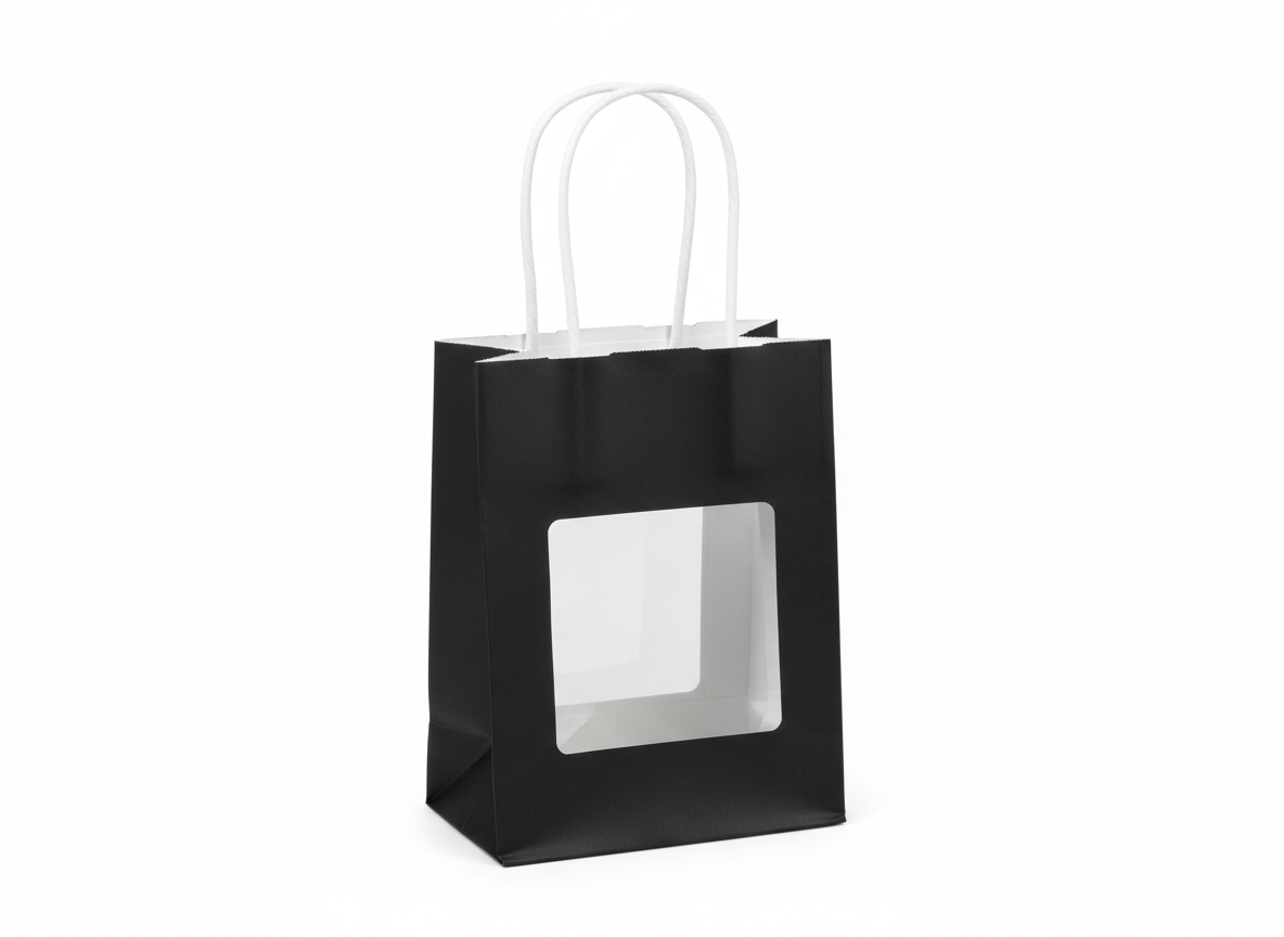 Black white with window paper bag · Small Black/White · 14 x 7 x 15 cm