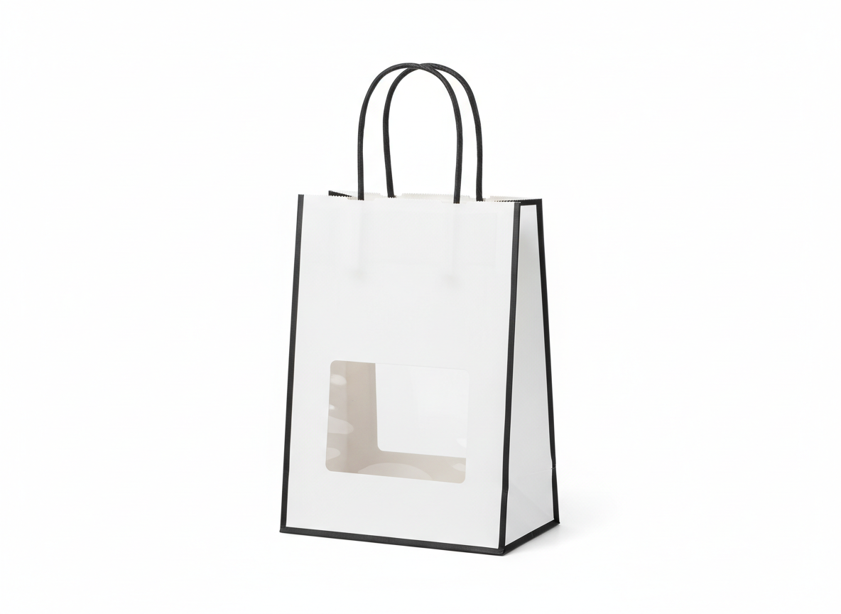 White black with window paper bag · Small White/Black · 20 x 18 x 8 cm