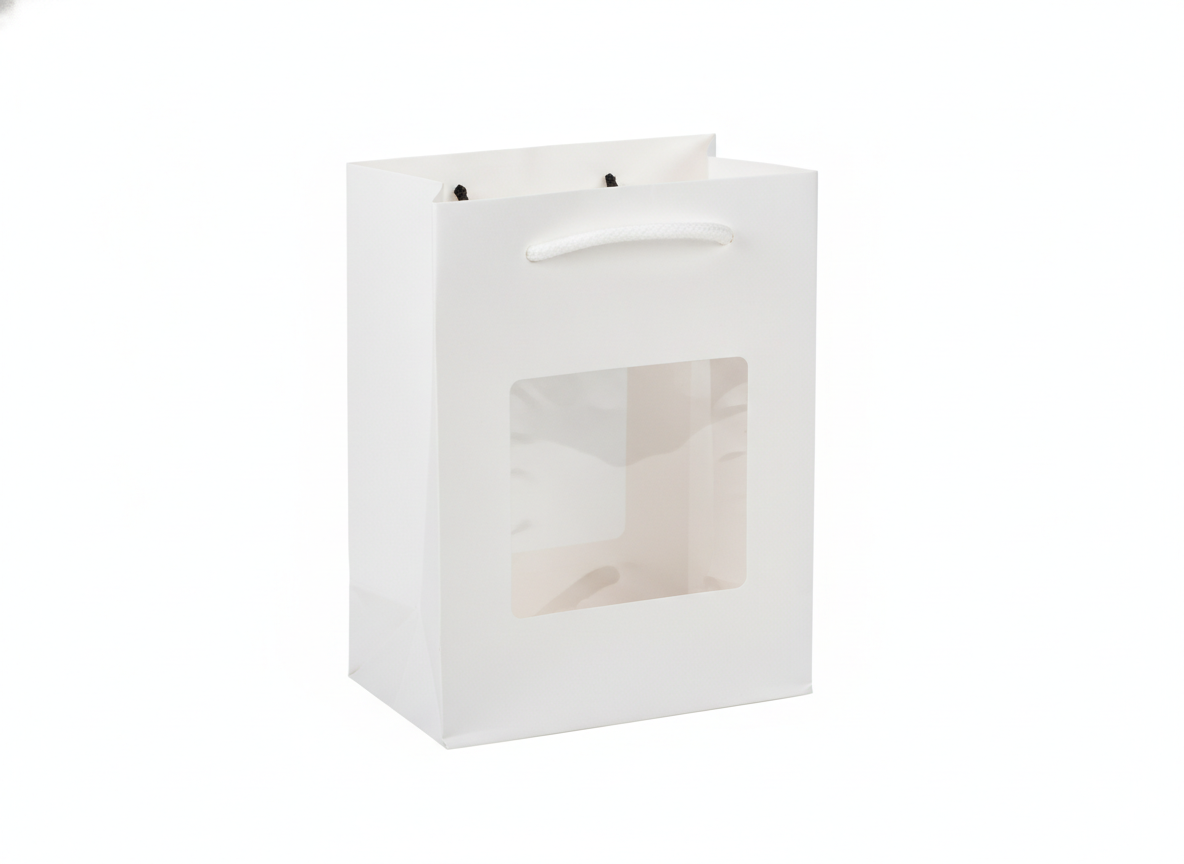 White with window paper bag · White · 12 x 12 x 12 cm