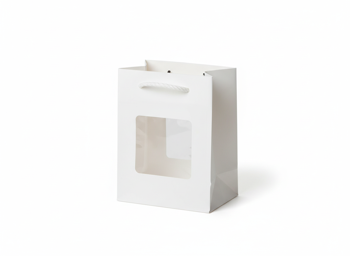 White with window paper bag · White · 15 x 15 x 15 cm