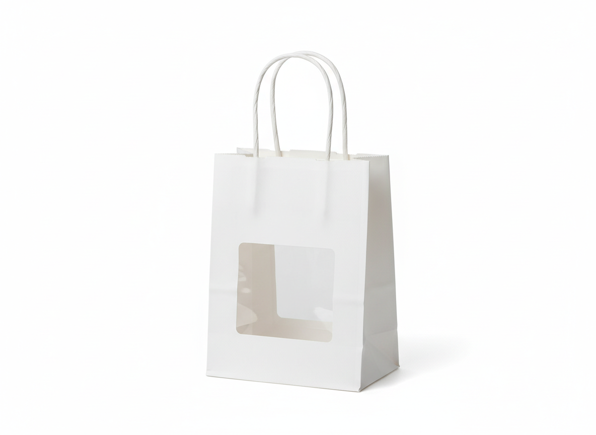 White with window paper bag · White · Small 15 x 14 x 7 cm