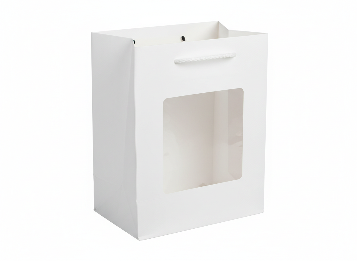 White thick with window paper bag · White Thick · 20x20x20 cm