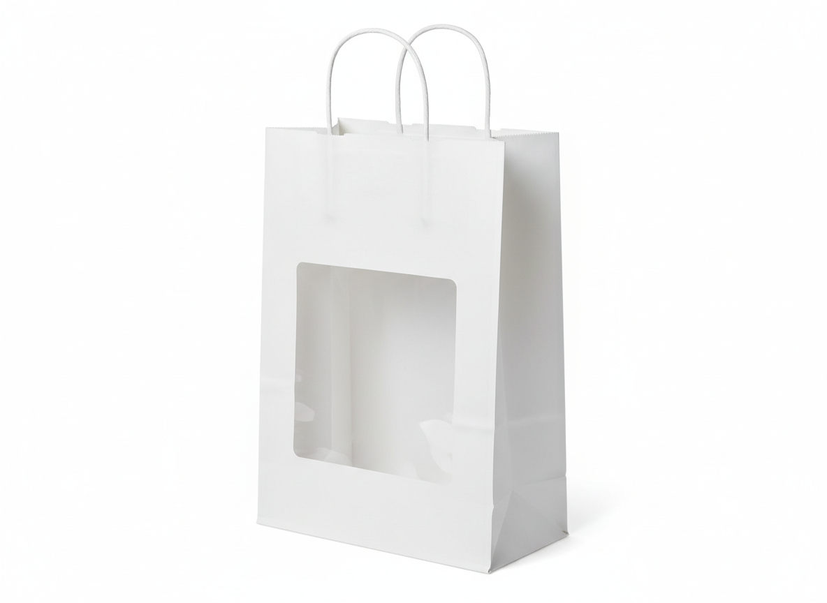 White thick with window paper bag · White Thick · 27x40x29 cm