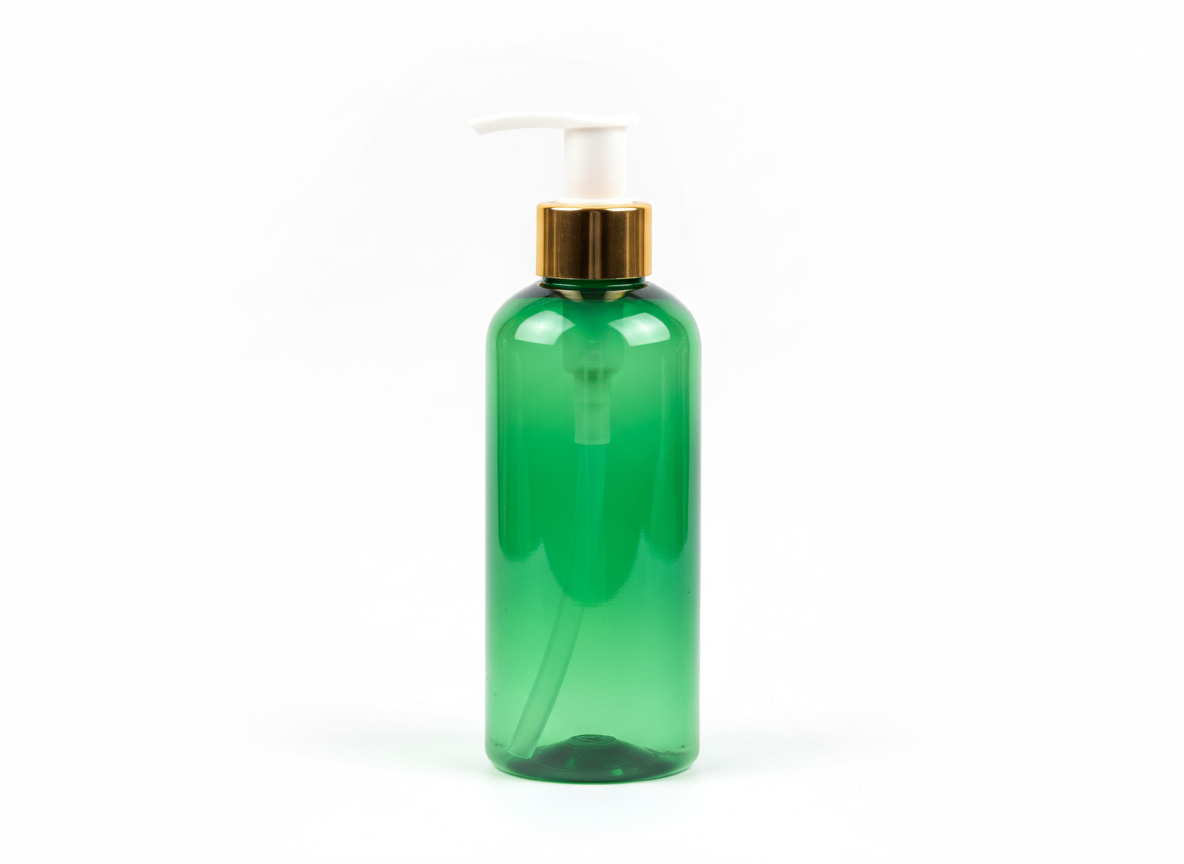 Green gold & white with pump plastic bottle · Green Gold & White · 300 ml
