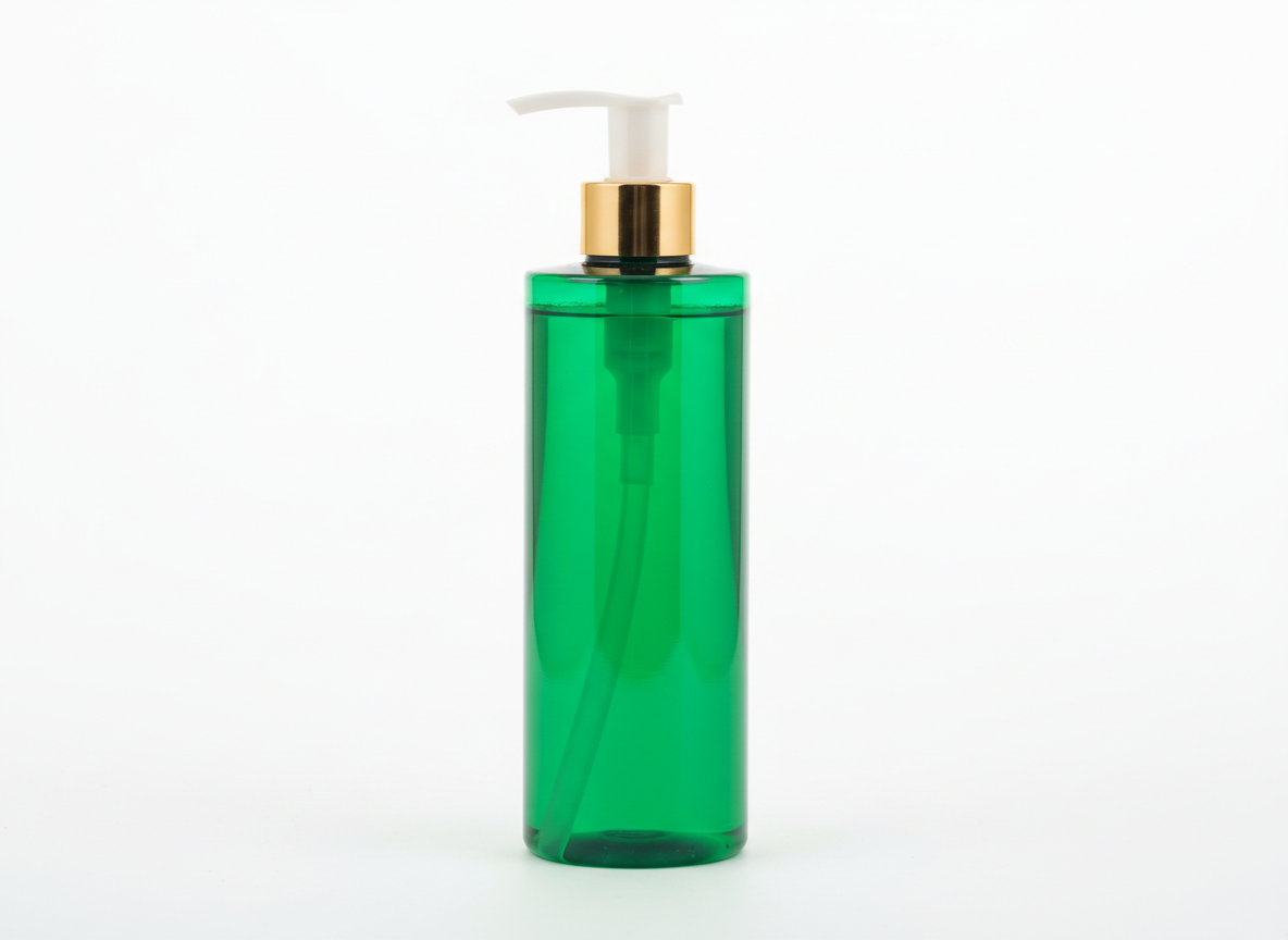 Green gold & white with pump plastic bottle · Green Gold & White · 500 ml