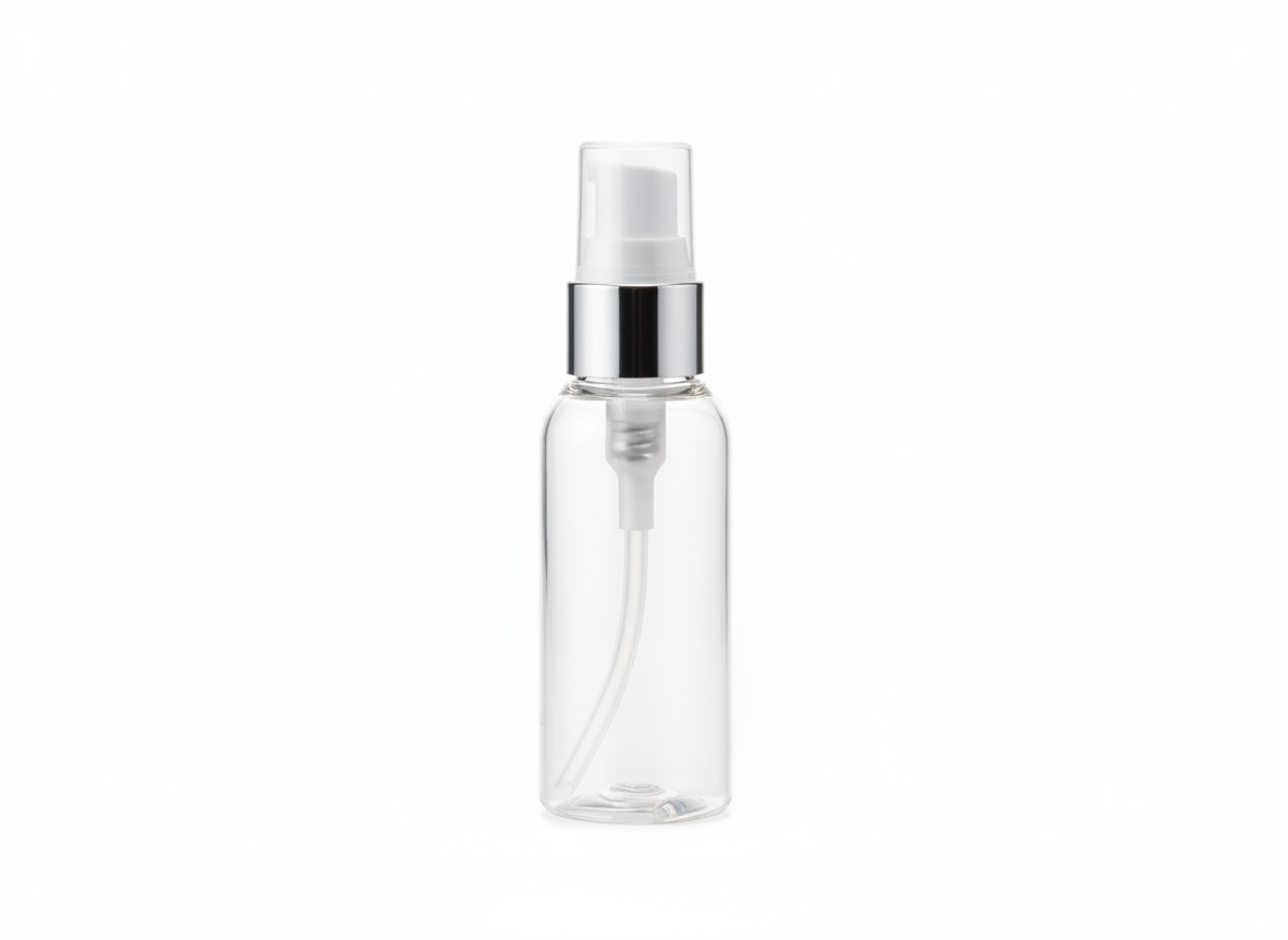 With pump border plastic bottle · Clear White Silver · 100 ml