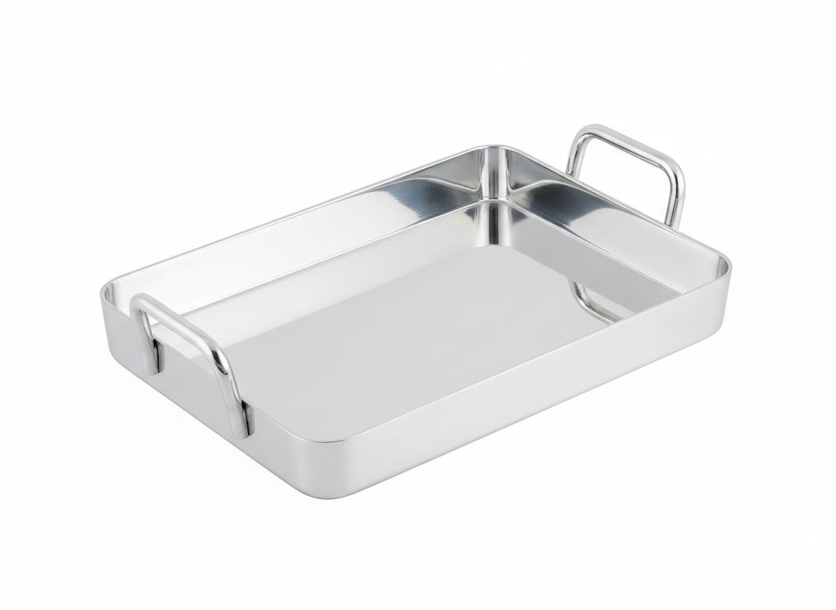 With handles rectangular aluminum tray · No.1 · 27x21x5.5 cm