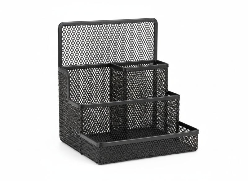 Black mesh desk organiser
