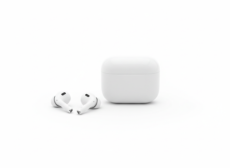 Branded wireless earbuds · blank