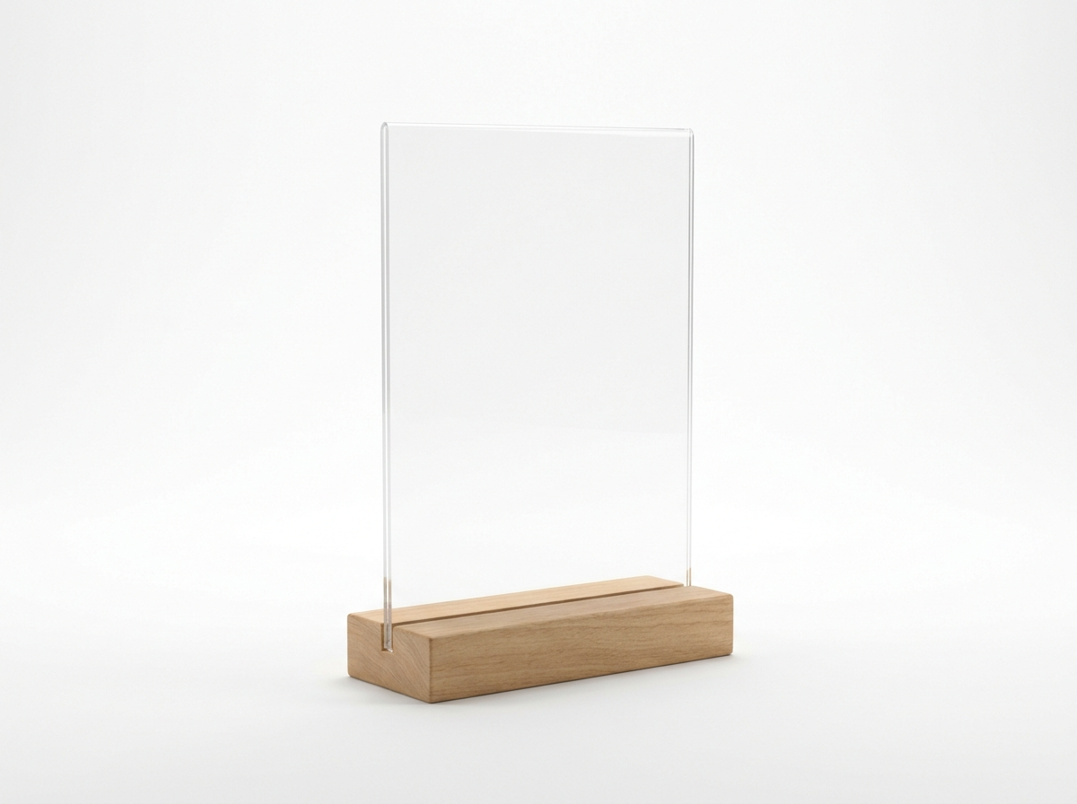 Acrylic sign with wooden stand · blank