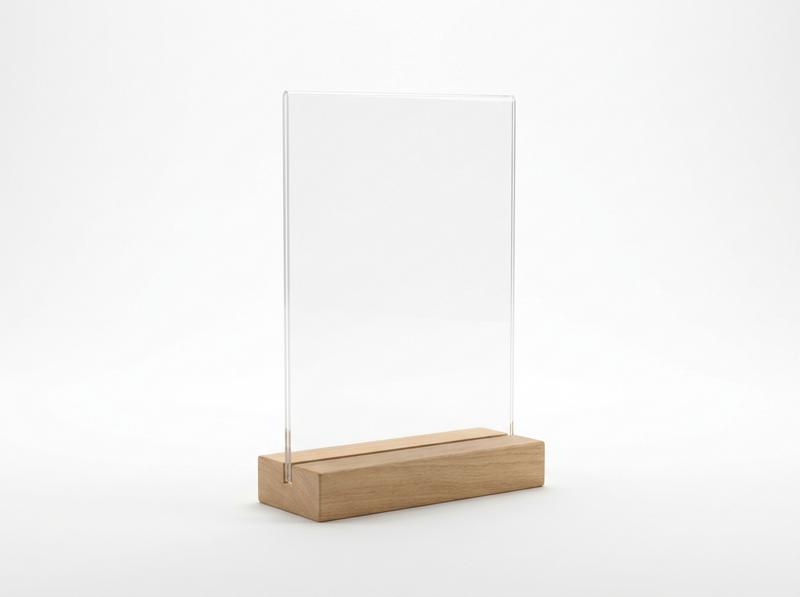 Acrylic sign with wooden stand · blank