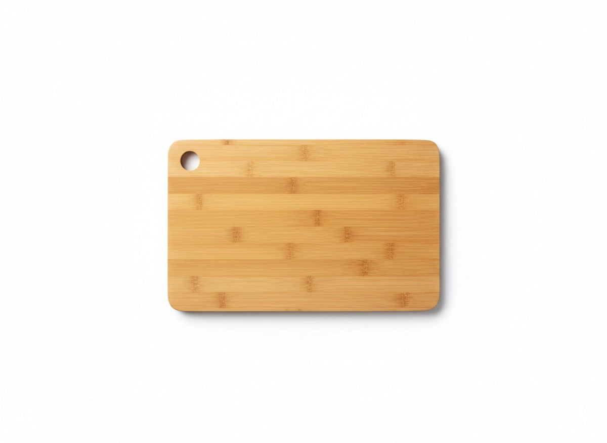 With steel handle bamboo cutting board