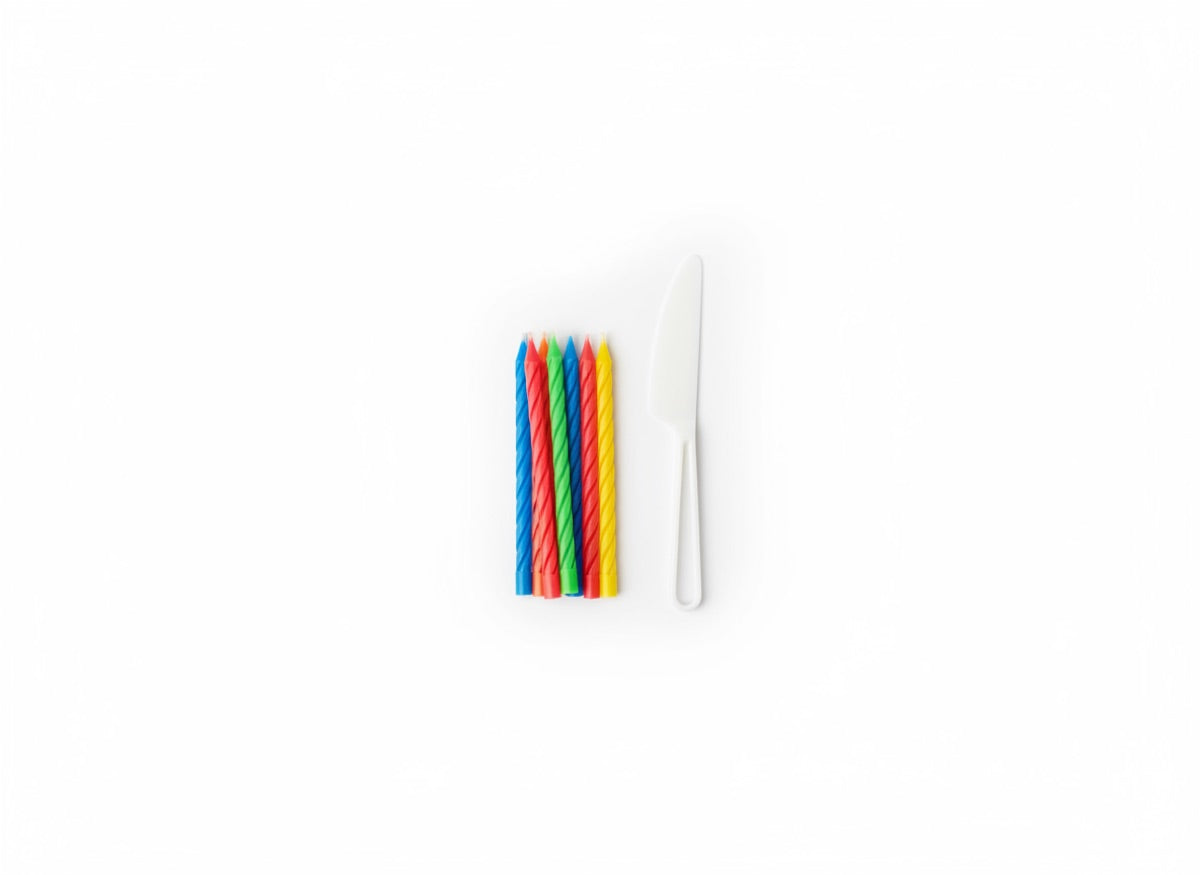 Hbd mix color candles plastic knife