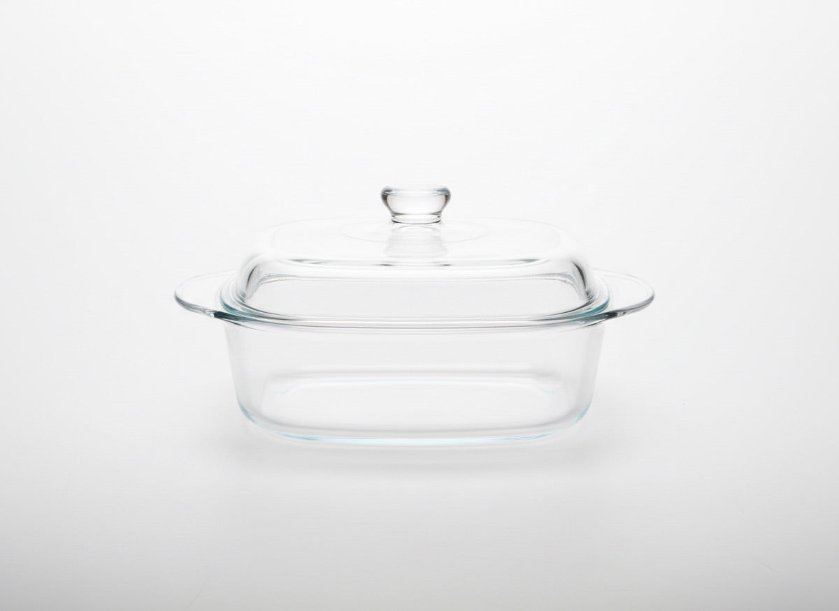 Rectangular tempered glass casserole