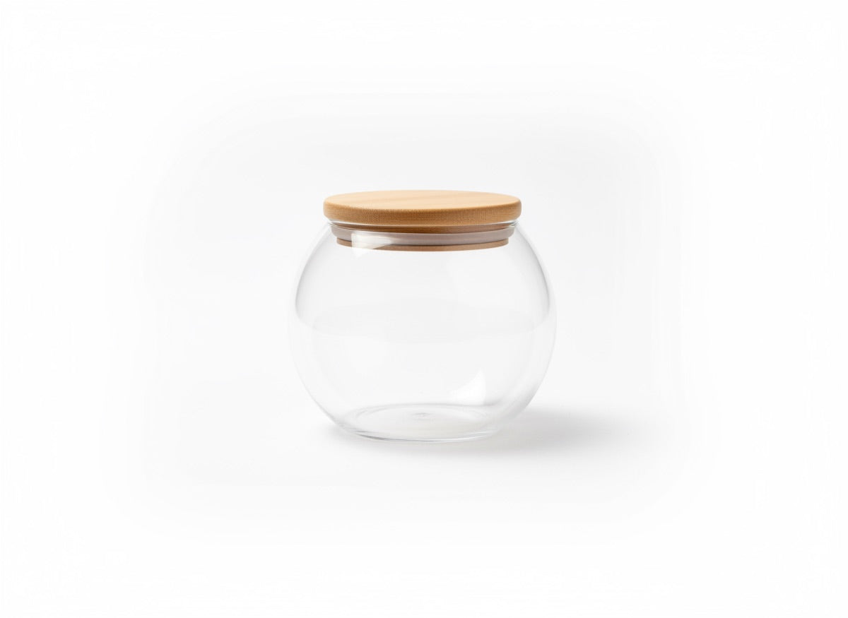 Wooden triangular glass jar